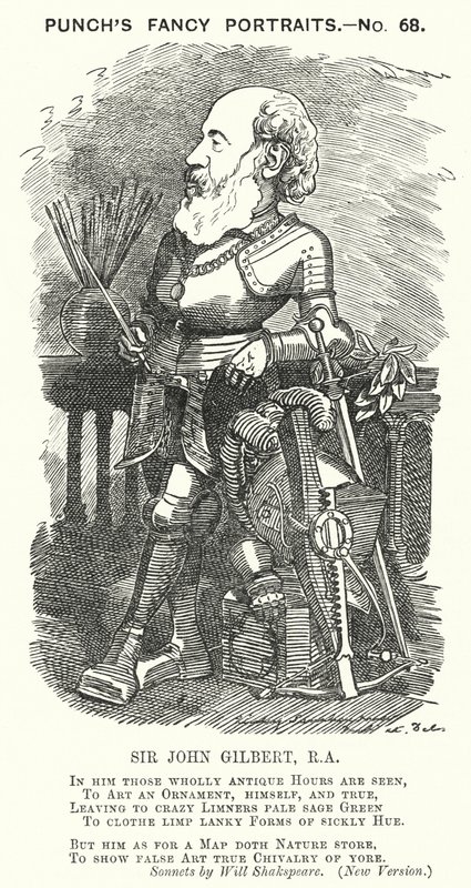 Punch cartoon: Sir John Gilbert, angielski artysta (grafika) autorstwa Edward Linley (after) Sambourne