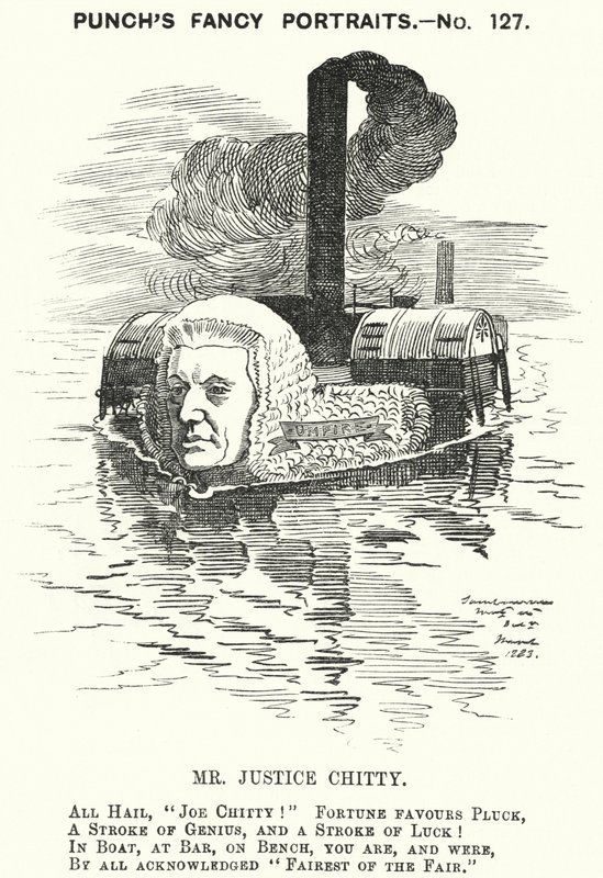 Punch cartoon: Sir Joseph William Chitty, angielski sędzia, liberalny polityk i sportowiec (grafika) autorstwa Edward Linley (after) Sambourne