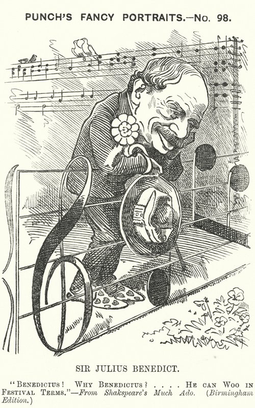 Punch cartoon: Sir Julius Benedict, urodzony w Niemczech kompozytor i dyrygent (grafika) autorstwa Edward Linley (after) Sambourne