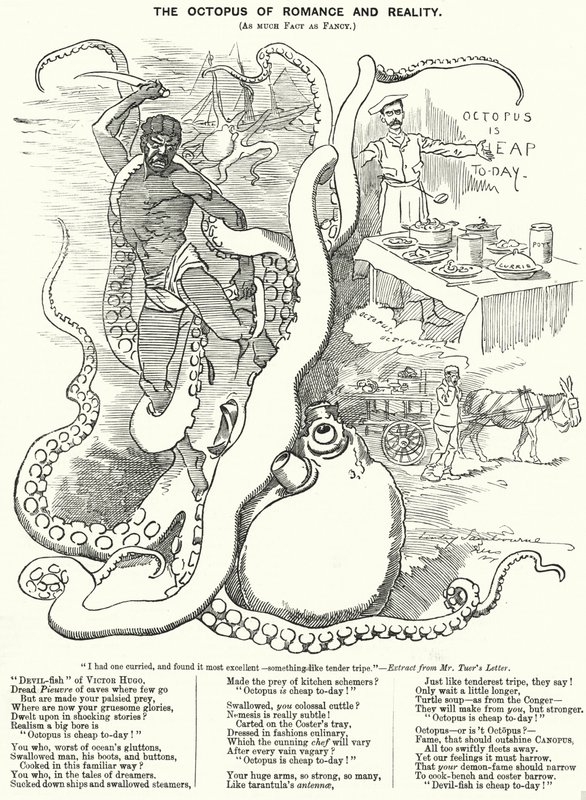 Punch cartoon: Octopus of Romance and Reality (grawerowanie) autorstwa Edward Linley (after) Sambourne
