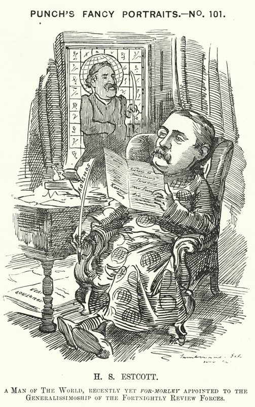 Punch cartoon: Thomas Hay Sweet Estcott, angielski dziennikarz i redaktor (grafika) autorstwa Edward Linley (after) Sambourne