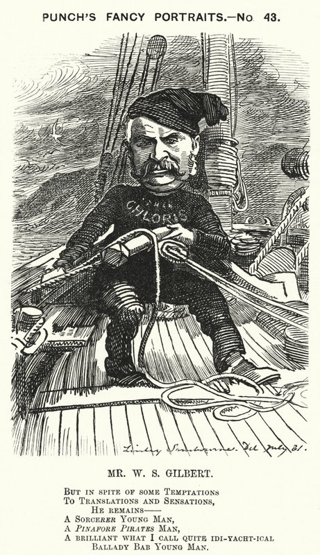 Punch cartoon: W S Gilbert, angielski dramaturg i librecista (grafika) autorstwa Edward Linley (after) Sambourne