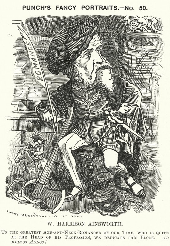 Punch cartoon: William Harrison Ainsworth, angielski powieściopisarz historyczny (grafika) autorstwa Edward Linley (after) Sambourne