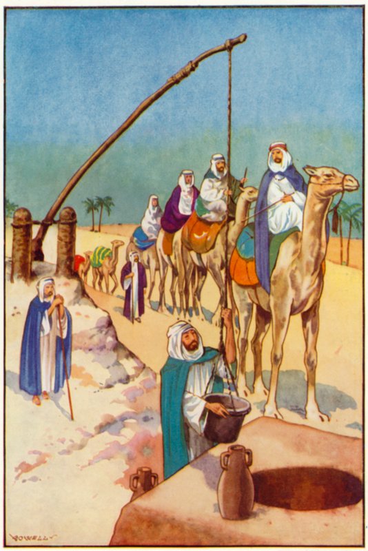 Miejsce postoju na pustyni, czerpanie wody ze studni autorstwa Edward Mary Joseph Molyneux