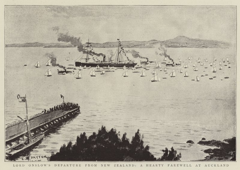 Wyjazd Lorda Onslowa z Nowej Zelandii, serdeczne pożegnanie w Auckland autorstwa Edward Payton