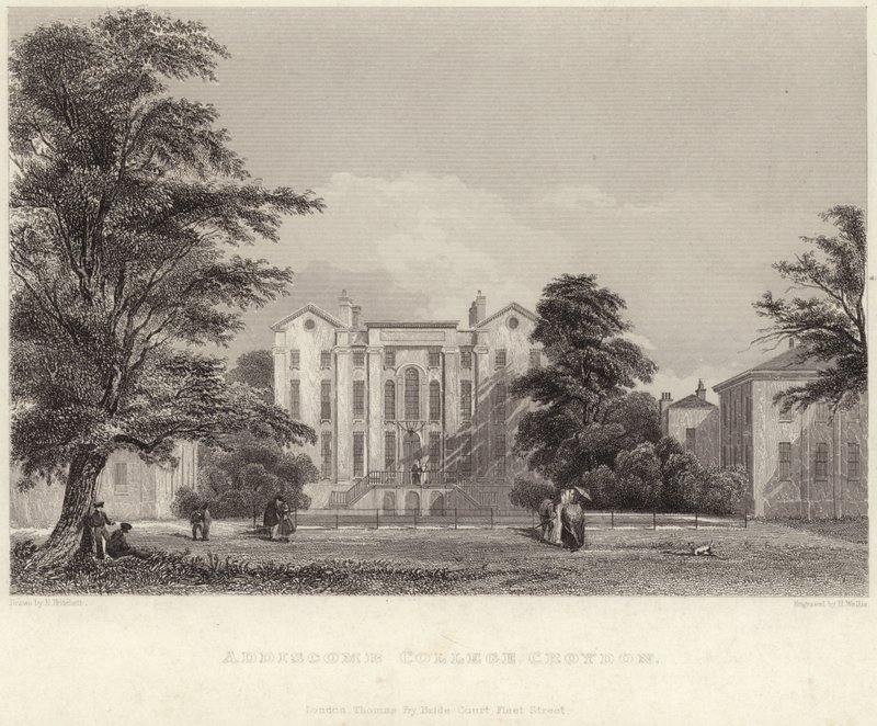 Addiscombe College w Croydon (grawerunek) autorstwa Edward Pritchett