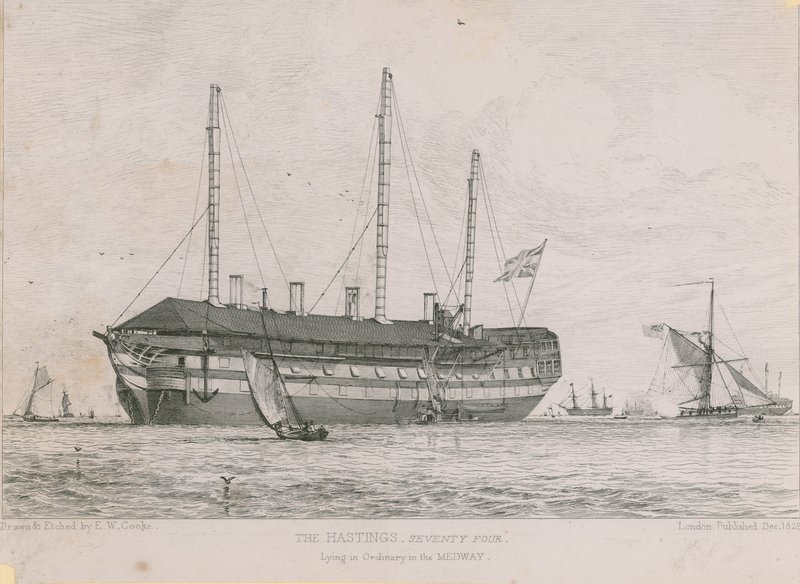 Hastings leżący w zwyczaju w Medway autorstwa Edward William Cooke