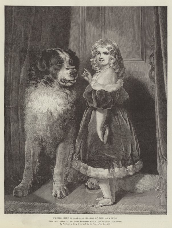 Księżniczka Mary of Cambridge (księżna Teck) jako dziecko na wiktoriańskiej wystawie autorstwa Edwin Landseer