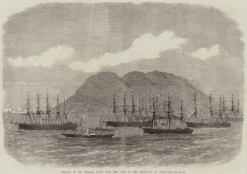 Przybycie Floty Kanału z Lordami Admiralicji w Gibraltarze autorstwa Edwin Weedon