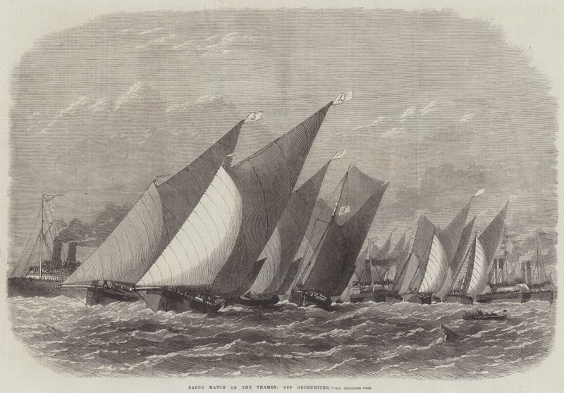 Barge Match nad Tamizą, niedaleko Greenhithe autorstwa Edwin Weedon