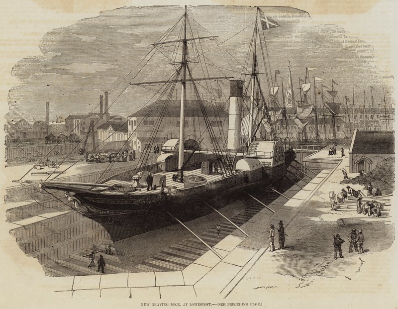 Nowy Graving Dock w Lowestoft autorstwa Edwin Weedon