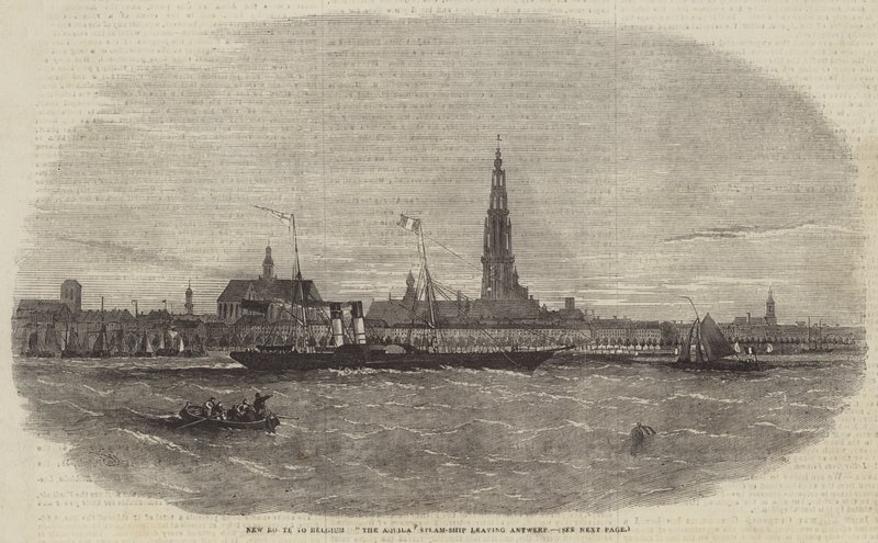 Nowa trasa do Belgii, parowiec Aquila opuszczający Antwerpię autorstwa Edwin Weedon