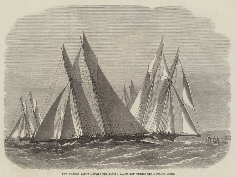 New Thames Yacht Match, Flying Cloud i inne off Mucking Light autorstwa Edwin Weedon