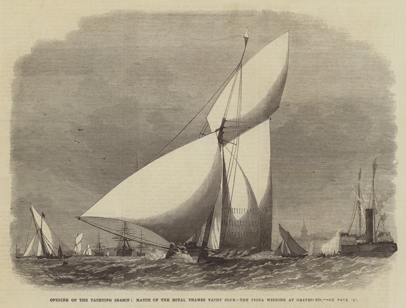 Otwarcie sezonu żeglarskiego, mecz Royal Thames Yacht Club, zwycięstwo Fiony w Gravesend autorstwa Edwin Weedon