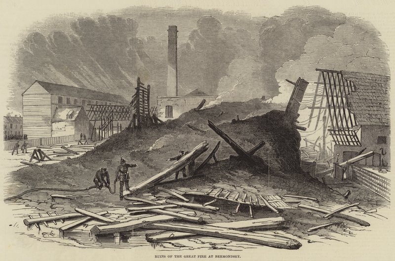 Ruiny Wielkiego Ognia w Bermondsey autorstwa Edwin Weedon