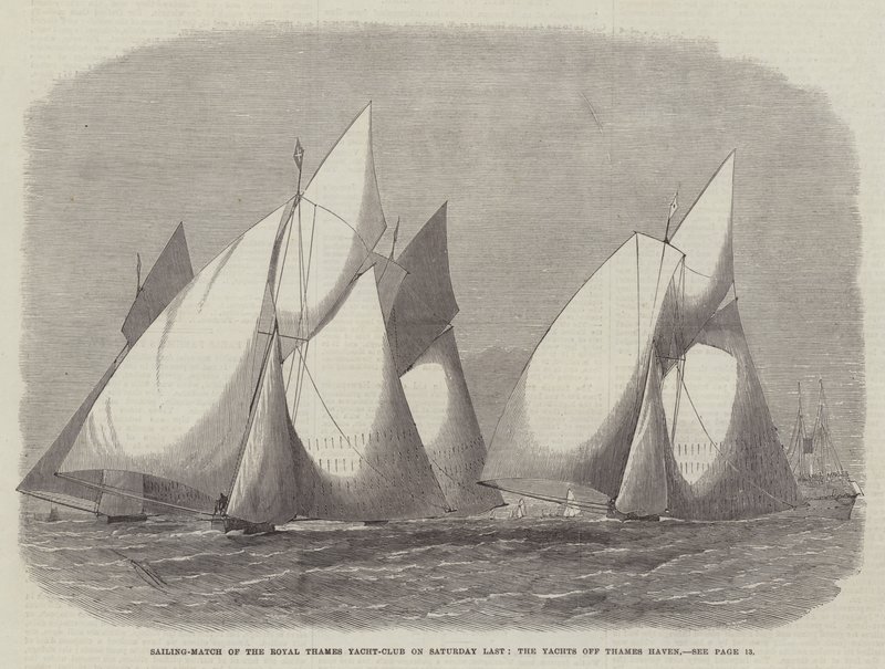 Mecz żeglarski Royal Thames Yacht-Club w ostatnią sobotę, jachty w Thames Haven autorstwa Edwin Weedon