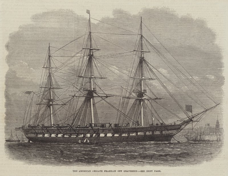 Amerykańska fregata Franklin z Gravesend autorstwa Edwin Weedon