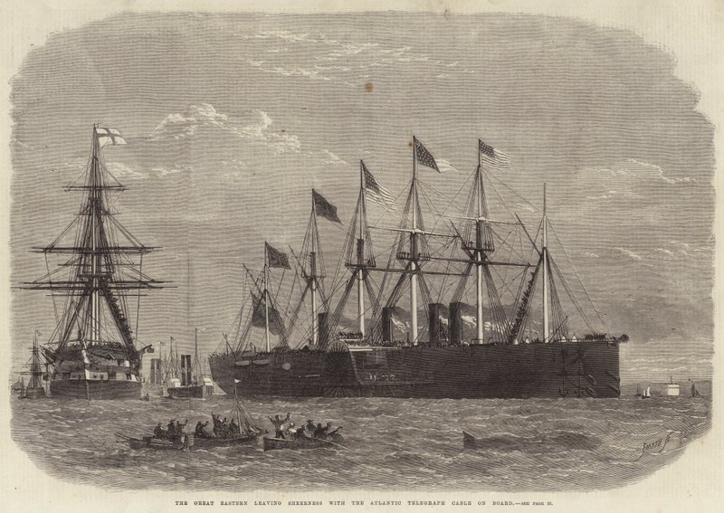 Great Eastern opuszcza Sheerness z Atlantic Telegraph Cable na pokładzie autorstwa Edwin Weedon