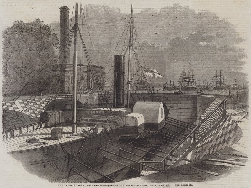 Imperial Dock, Rio Janeiro, pokazujący wejście zamknięte przez Caisson autorstwa Edwin Weedon