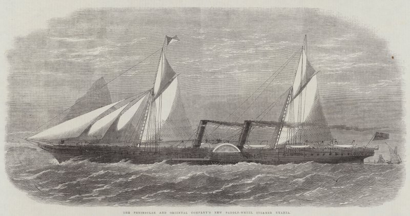 Nowy parowiec z kołem wiosłowym firmy The Peninsular and Oriental Company Nyanza autorstwa Edwin Weedon