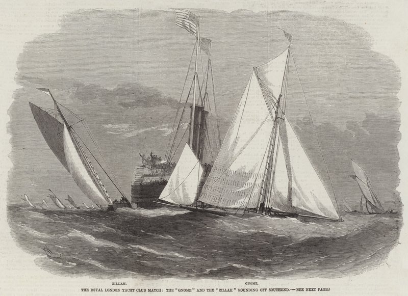 The Royal London Yacht Club Match, Gnome i Zillah na zakończenie Southend autorstwa Edwin Weedon