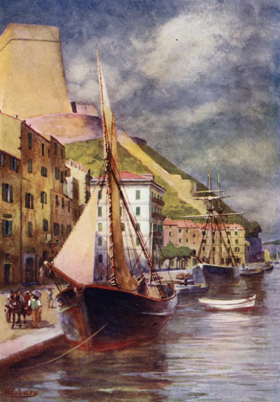 Korsyka: Port, Bonifacio (kolor lito) autorstwa Edwin Arthur Norbury