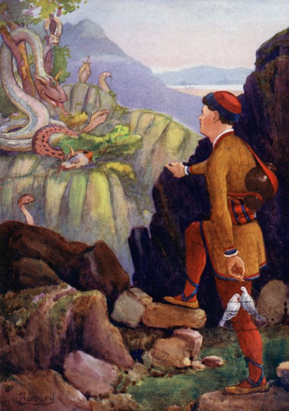 Znalazł Zieloną Górę z wielkimi wężami autorstwa Edwin Arthur Norbury