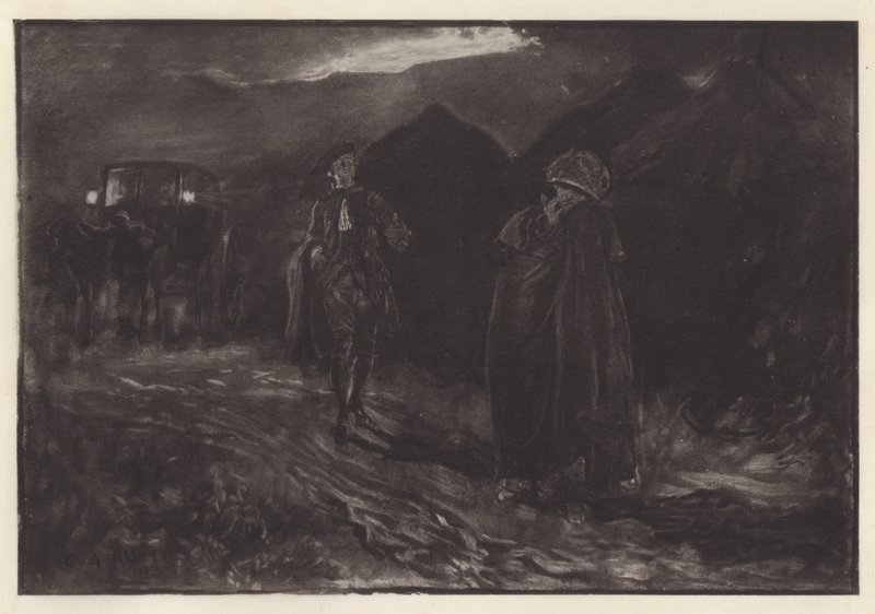 Ilustracja do She Stoops to Conquer autorstwa Olivera Goldsmitha (lito) autorstwa Edwin Austin (after) Abbey
