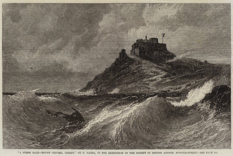 Świeża wichura, Mount Orgueil, Jersey autorstwa Edwin Hayes