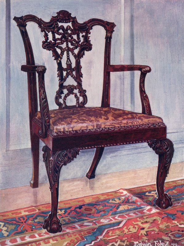 Mahoniowy fotel — styl Chippendale autorstwa Edwin John Foley