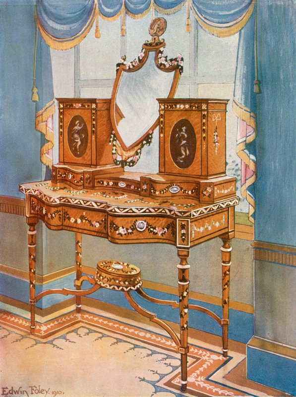 Toaletka z drewna satynowego z medalionami autorstwa Edwin John Foley