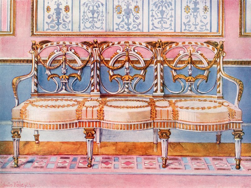 Biała złocona i malowana kanapa — wpływ Pergolesi autorstwa Edwin John Foley