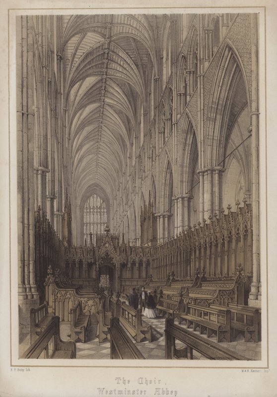 Chór, Westminster Abbey, Londyn (kolor lito) autorstwa Edwin Thomas Dolby