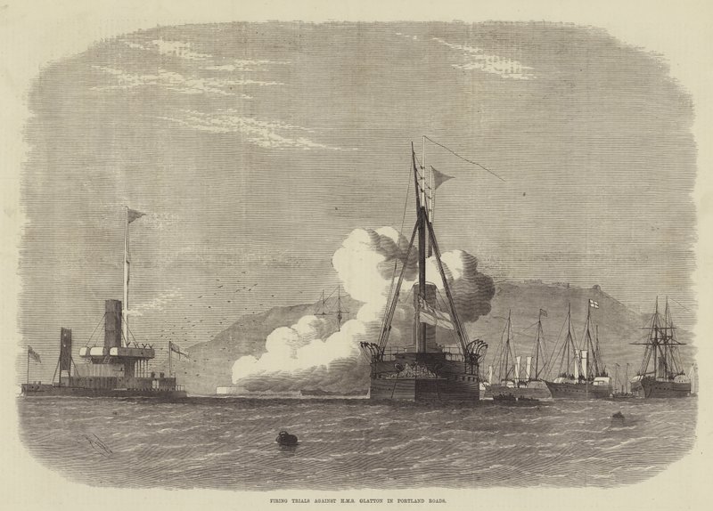 Próby strzelania przeciwko HMS Glatton w Portland Roads autorstwa Edwin Weedon