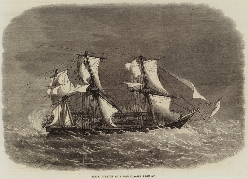 HMS Pylades w szkwalu autorstwa Edwin Weedon