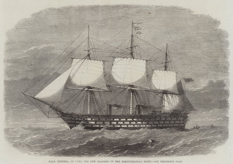 HMS Victoria, 102 Guns, nowy okręt flagowy Floty Śródziemnomorskiej autorstwa Edwin Weedon