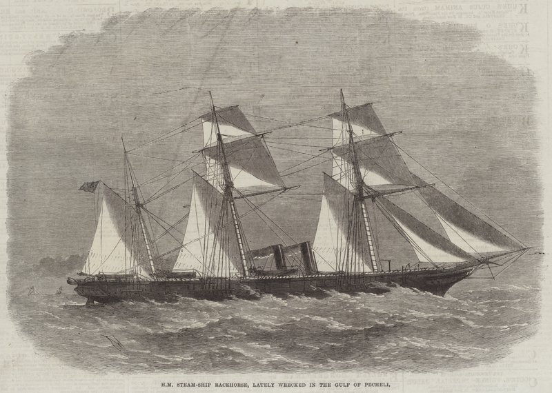 HM Steam-Ship Racehorse, ostatnio rozbity w Zatoce Pecheli autorstwa Edwin Weedon