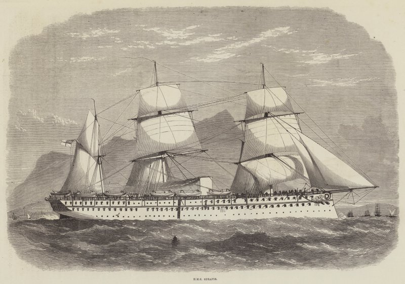 Indie i książę Walii, HMS Serapis autorstwa Edwin Weedon