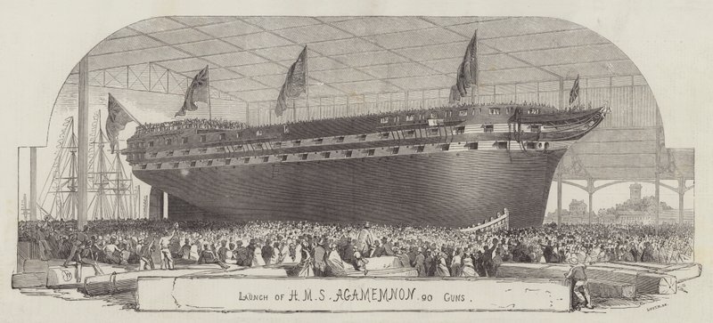 Uruchomienie HMS Agamemnon, 90 dział autorstwa Edwin Weedon