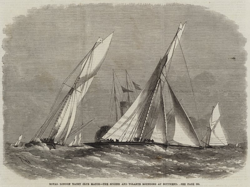 Royal London Yacht Club Match, zaokrąglenie Sphinx i Volante w Southend autorstwa Edwin Weedon