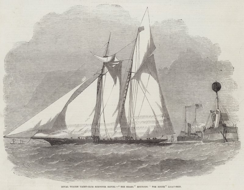 Royal Thames Yacht-Club Schooner Match, Rekin okrążający Mysz Light-Ship autorstwa Edwin Weedon