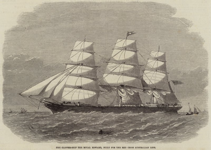 Clipper-Ship Royal Edward, zbudowany dla australijskiej linii Czerwonego Krzyża autorstwa Edwin Weedon
