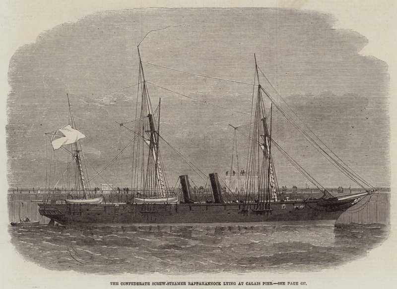 Konfederacki parowiec Rappahannock leżący na molo w Calais autorstwa Edwin Weedon