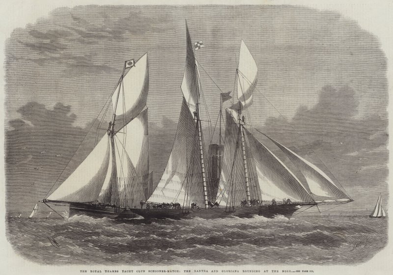 The Royal Thames Yacht Club Schooner-Match, zaokrąglenie Xantha i Gloriana w Nore autorstwa Edwin Weedon
