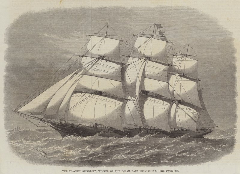 Statek herbaciany Spindrift, zwycięzca wyścigu oceanicznego z Chin autorstwa Edwin Weedon