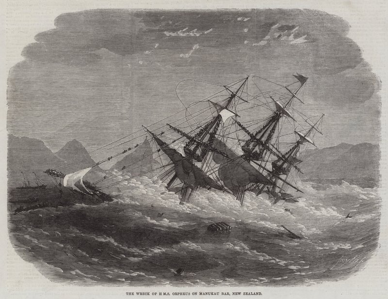 Wrak HMS Orpheus na Manukau Bar, Nowa Zelandia autorstwa Edwin Weedon