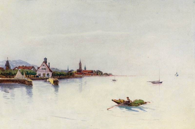 Ren: Bregencja, Boden See, jezioro Konstanz (kolorowa litografia) autorstwa Effie Jardine