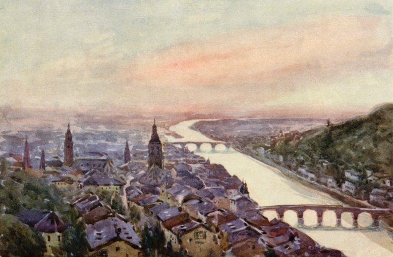 Ren: Heidelberg i Neckar (kolorowa litografia) autorstwa Effie Jardine