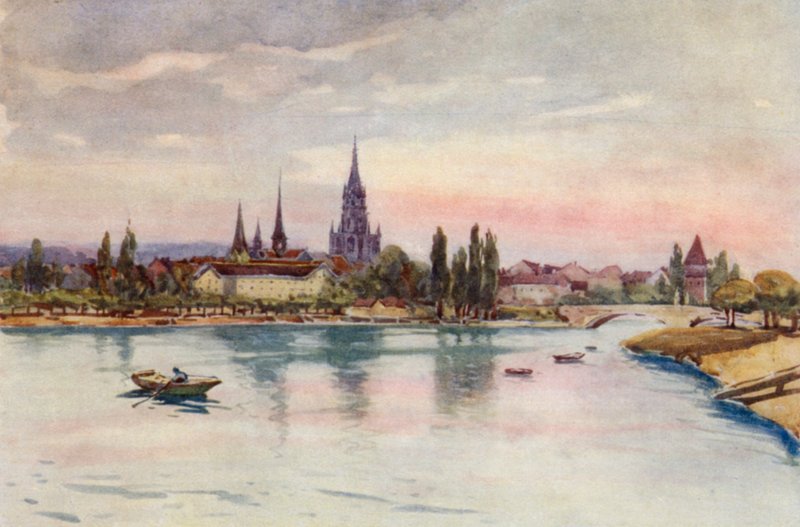 Ren: Konstancja, Konstancja, od strony jeziora (kolorowa litografia) autorstwa Effie Jardine