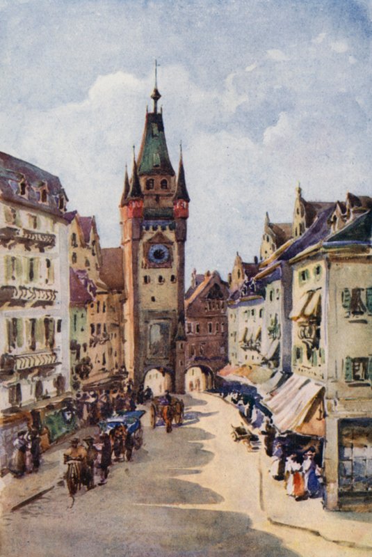 Ren: Stara Wieża, Freiburg-im-Breisgau (kolorowa litografia) autorstwa Effie Jardine